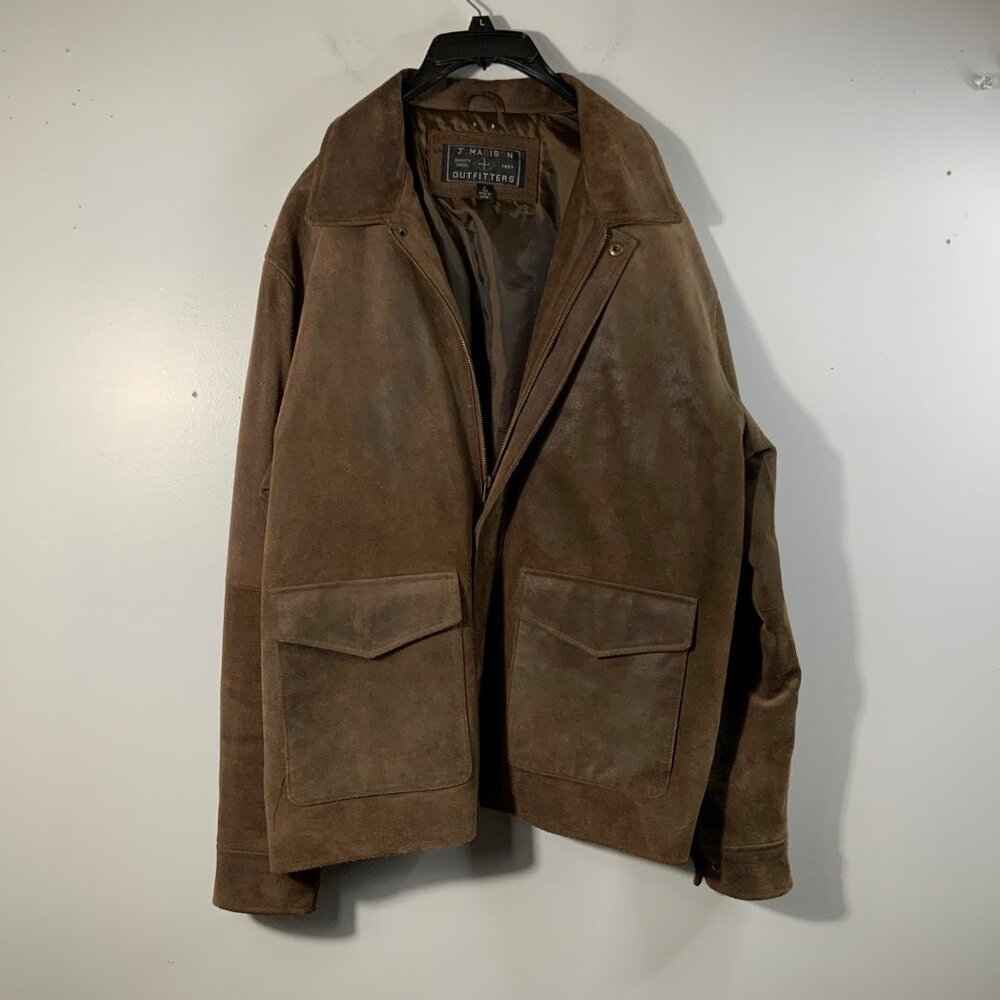 Mens J Madison Outfitters Suede Leather Zip Field Jacket Brown L